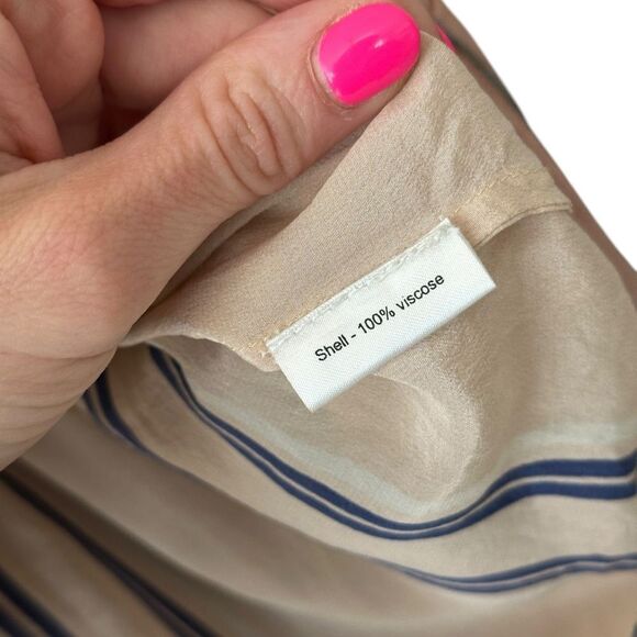 HEMANT & NANDITA Sand Tan Nautical Striped Silk Drawstring Mini Skirt - Picture 10 of 11